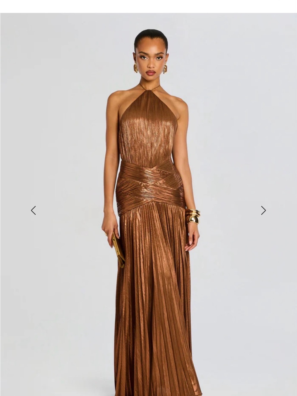 Retrofete Metallic Bronze One-Shoulder Evening Gown
